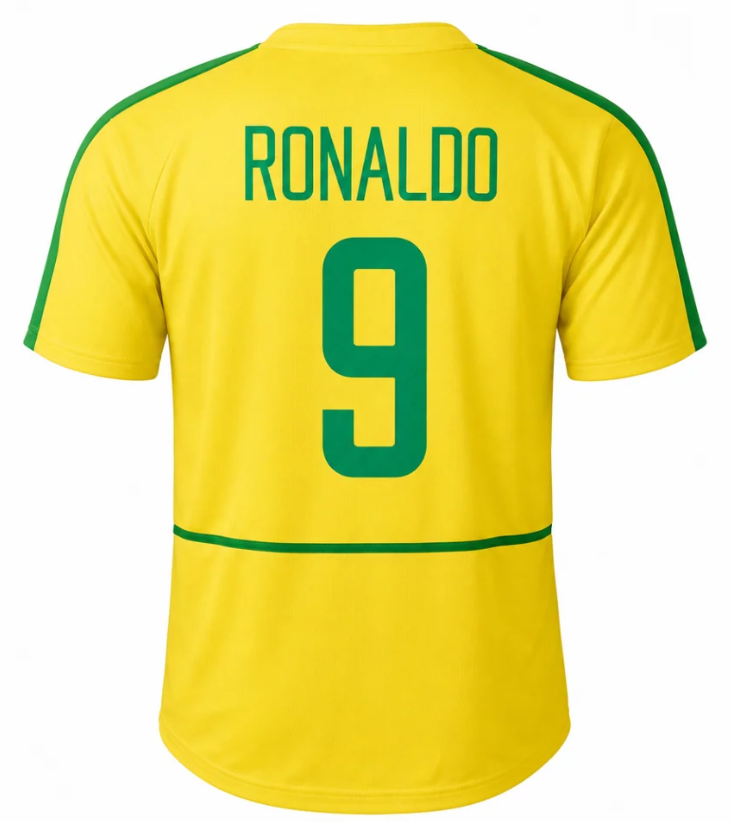 Camiseta Retro Brasil 2002 1ª equipación — espalda